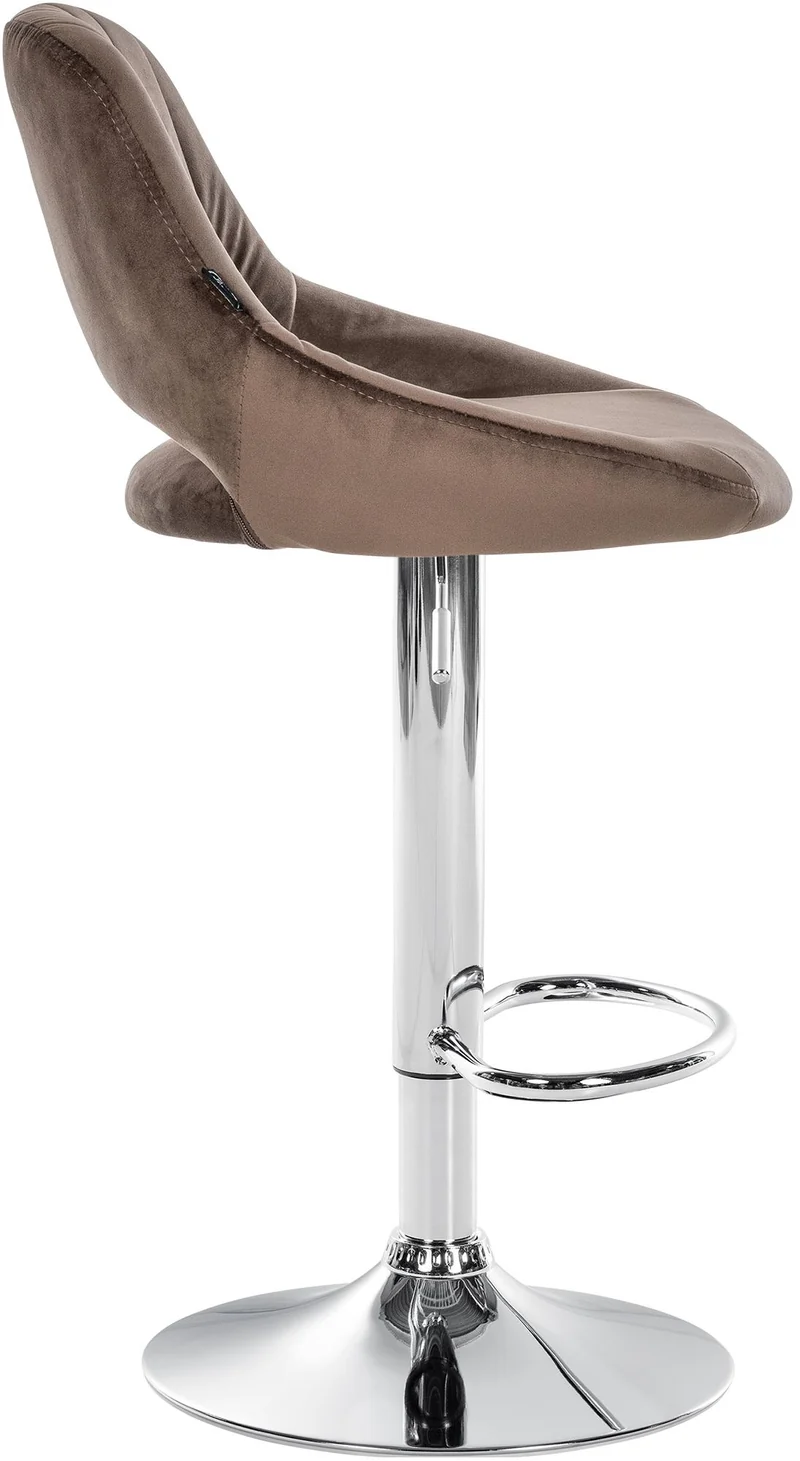 Lot de 2 tabourets de bar avec repose-pieds en forme d'arc assise en tissu velours marron cadre en métal TDB10756