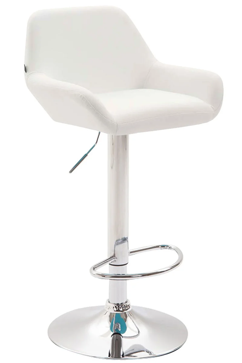 Lot de 2 tabourets de bar repose-pieds en forme d'arc en métal chromé assise en PVC blanc 10_0004025
