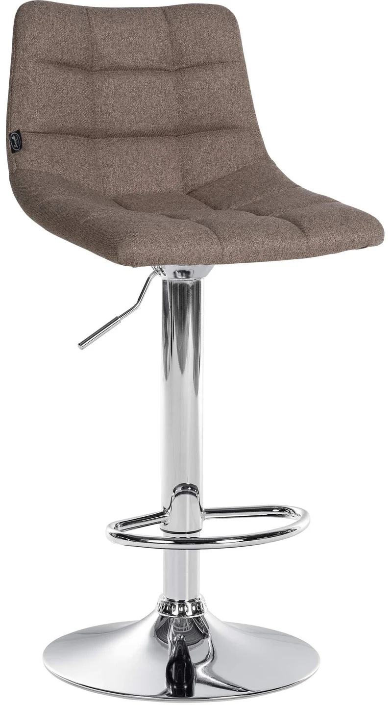 Lot de 2 tabourets de bar moderne en tissu taupe motif matelassé piètement trompette métal chromé 10_0006044