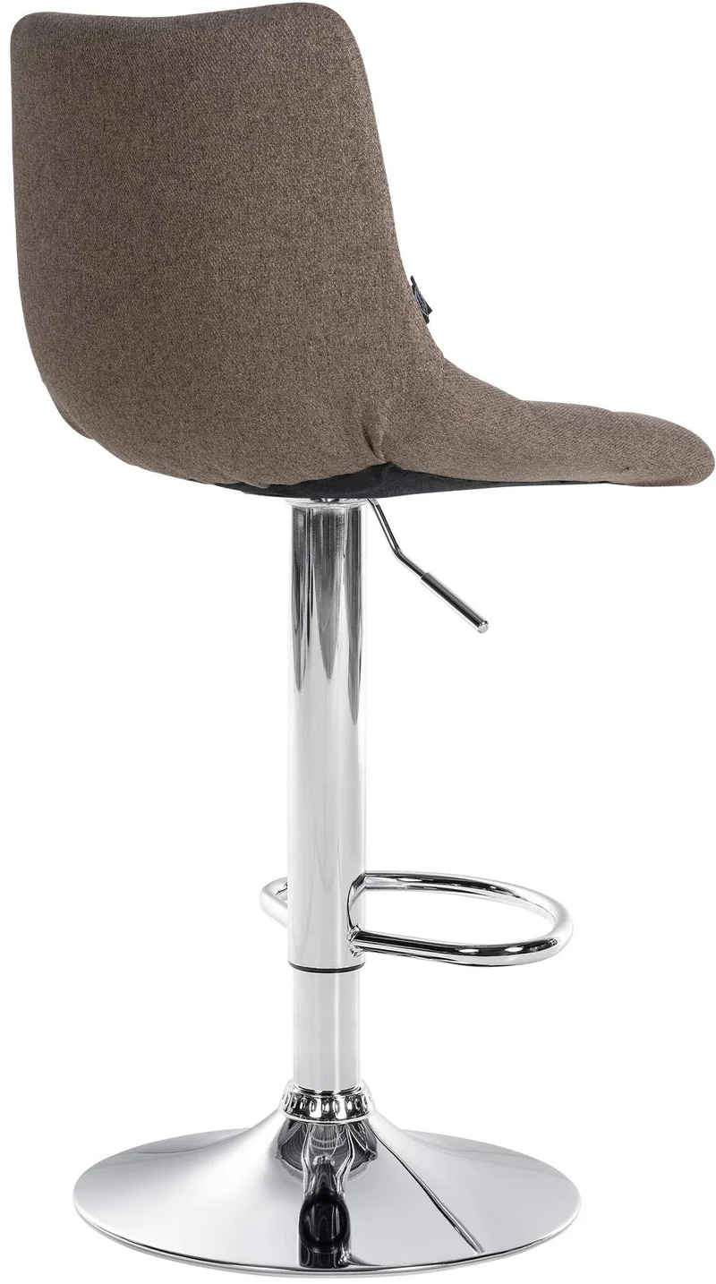 Lot de 2 tabourets de bar moderne en tissu taupe motif matelassé piètement trompette métal chromé 10_0006044