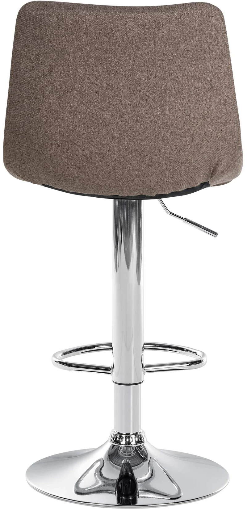 Lot de 2 tabourets de bar moderne en tissu taupe motif matelassé piètement trompette métal chromé 10_0006044