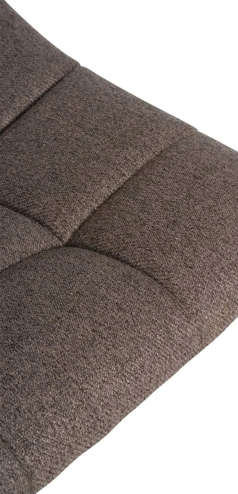Lot de 2 tabourets de bar moderne en tissu taupe motif matelassé piètement trompette métal chromé 10_0006044