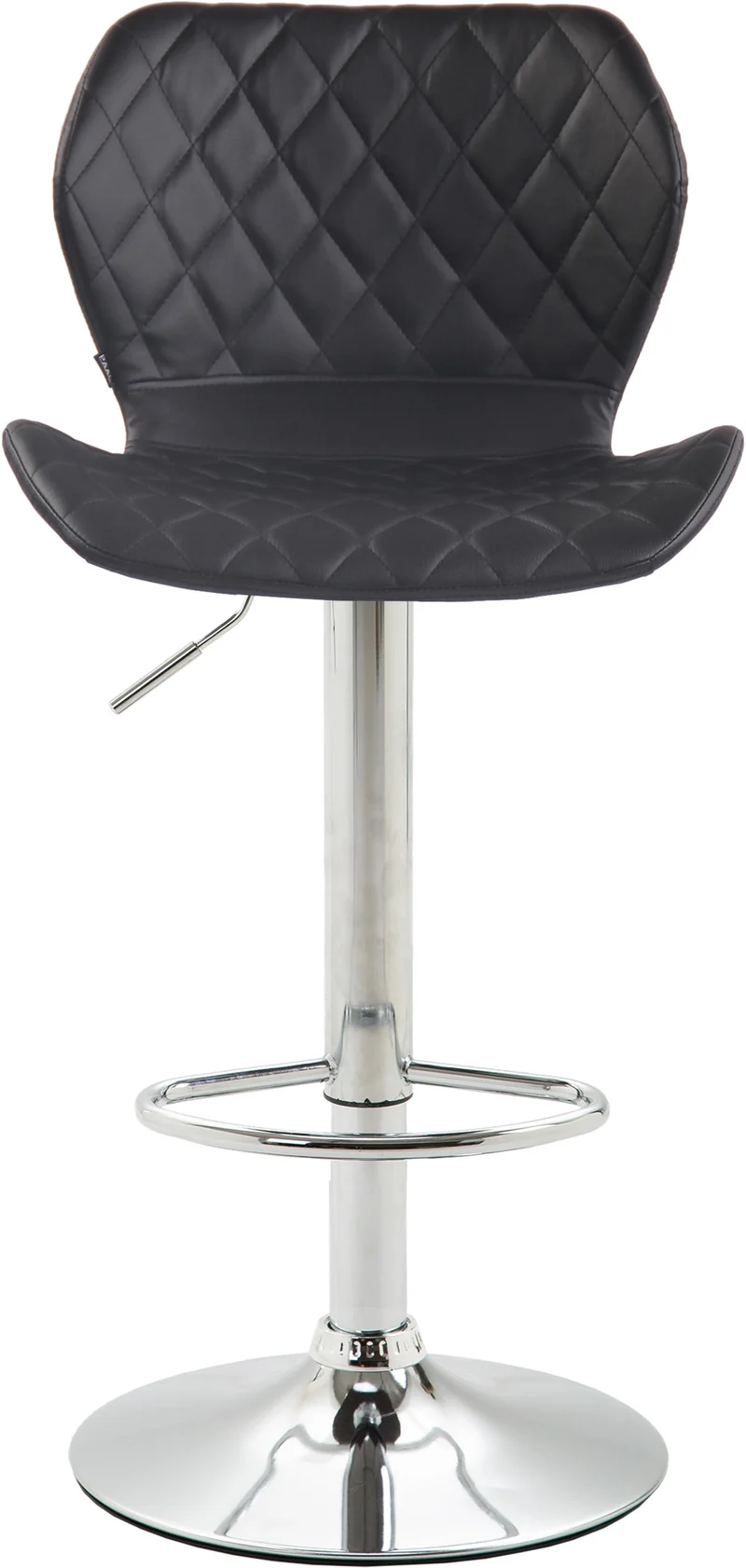Lot de 2 tabourets de bar avec coutures décoratives en forme de losanges en PVC noir et métal chromé 10_0004105