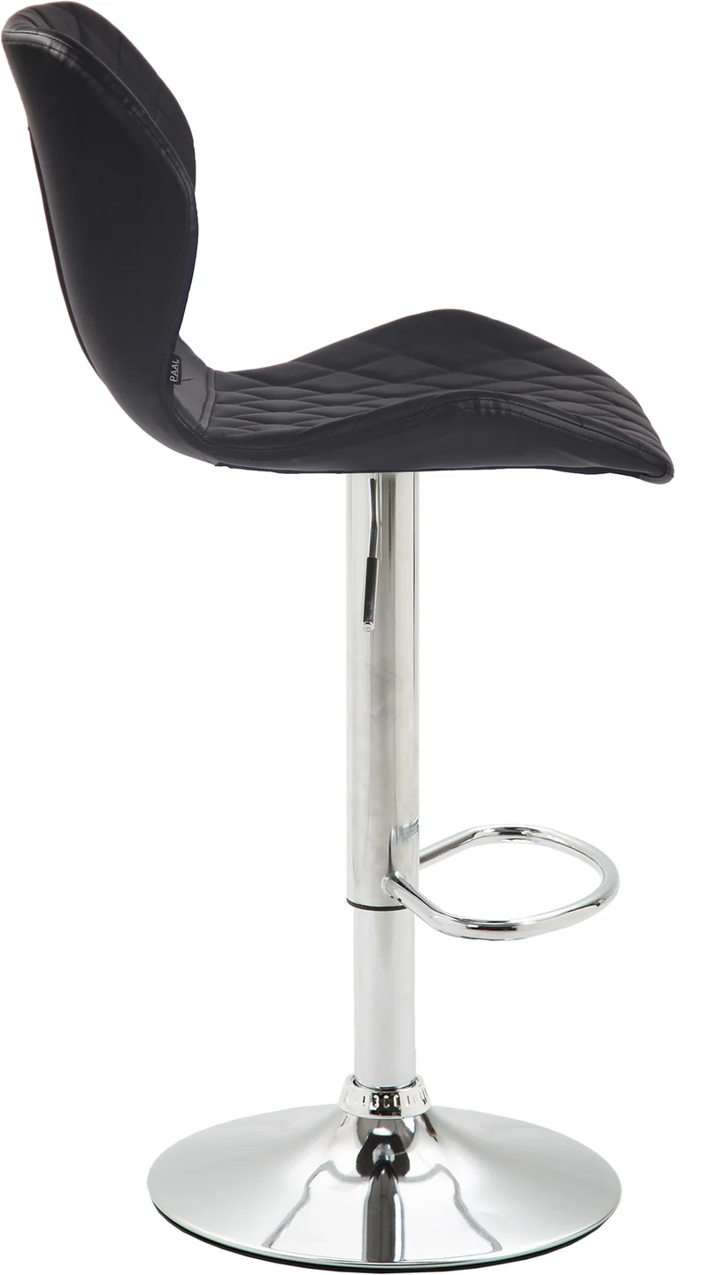 Lot de 2 tabourets de bar avec coutures décoratives en forme de losanges en PVC noir et métal chromé 10_0004105
