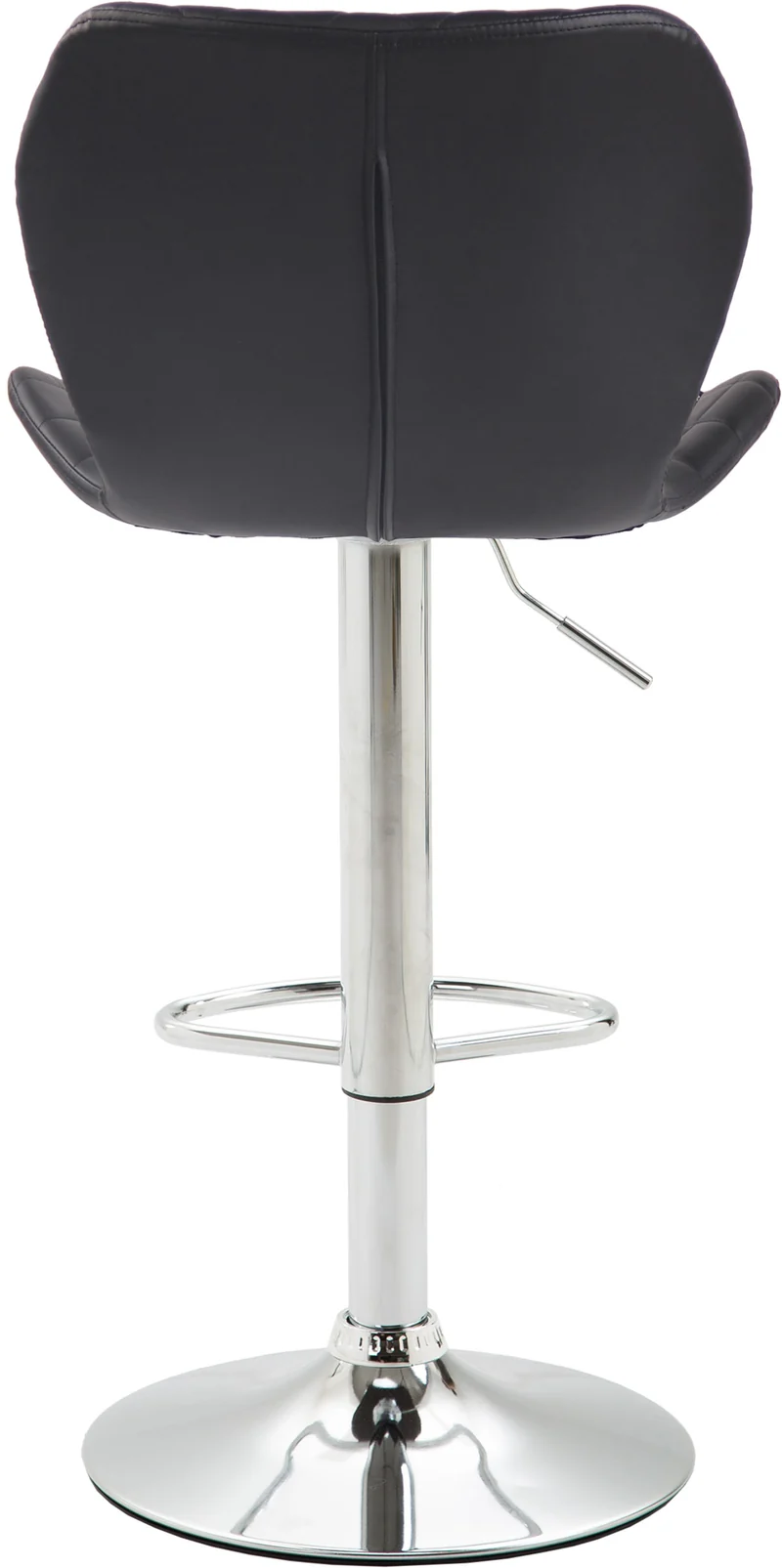Lot de 2 tabourets de bar avec coutures décoratives en forme de losanges en PVC noir et métal chromé 10_0004105