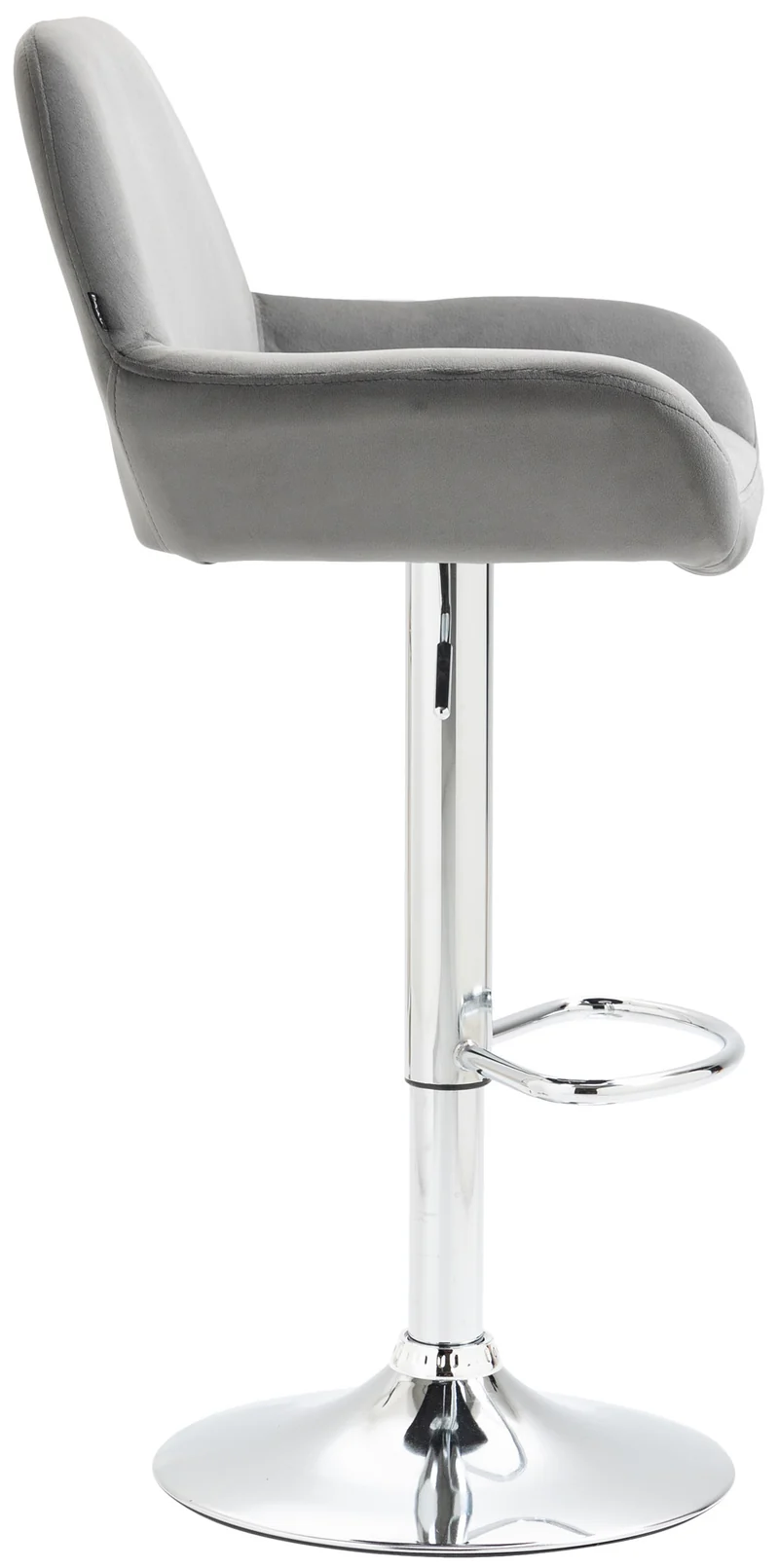 Lot de 2 tabourets de bar repose-pieds en forme d'arc en métal chromé assise en velours gris 10_0004033