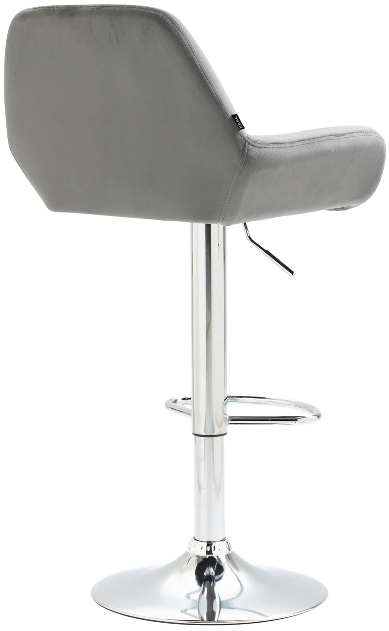 Lot de 2 tabourets de bar repose-pieds en forme d'arc en métal chromé assise en velours gris 10_0004033