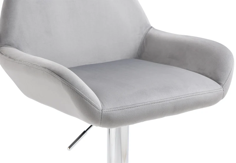 Lot de 2 tabourets de bar repose-pieds en forme d'arc en métal chromé assise en velours gris 10_0004033