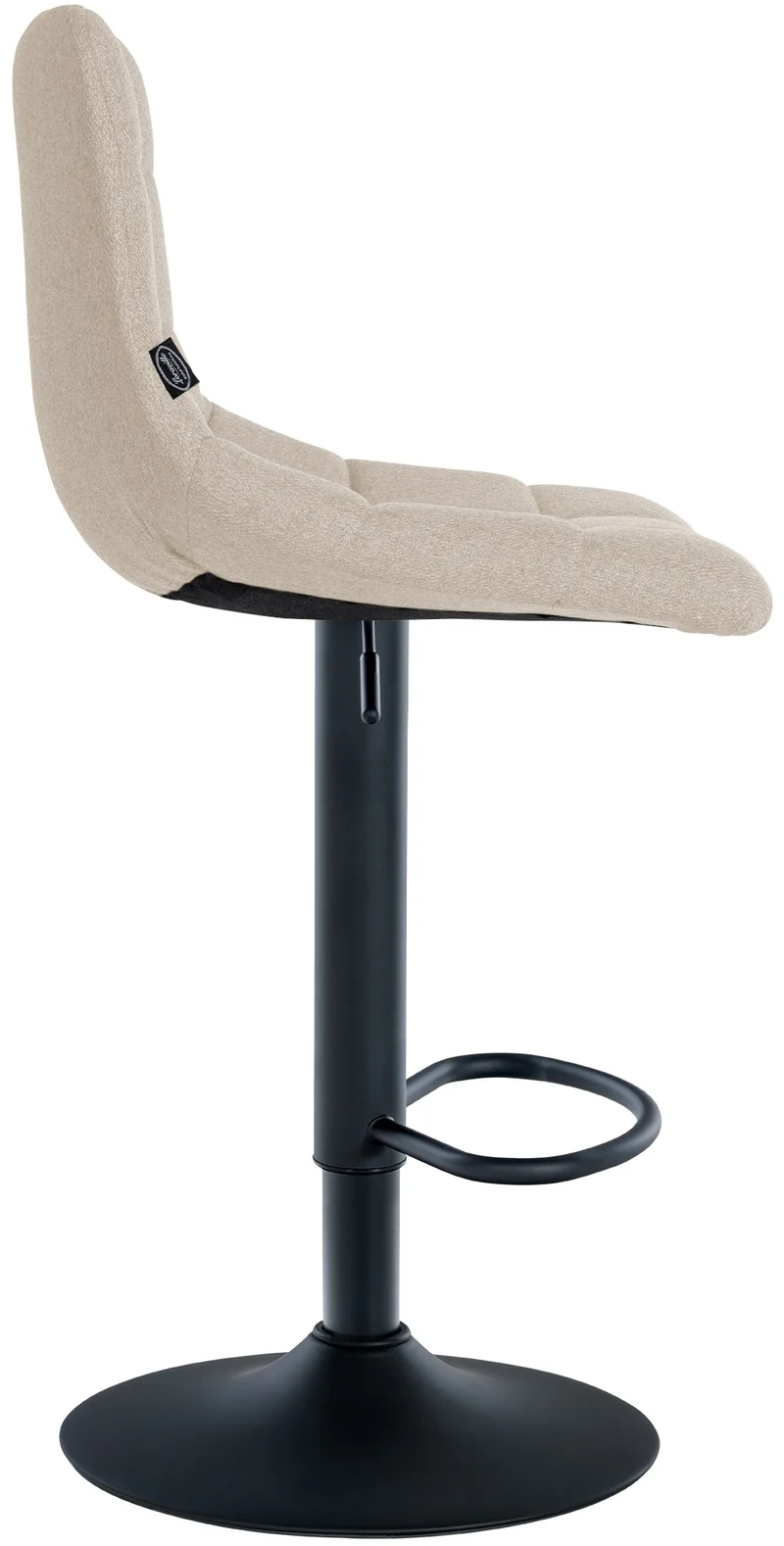 Lot de 2 tabourets de bar en tissu crème base en trompette réglable en hauteur et repose-pieds TDB10615