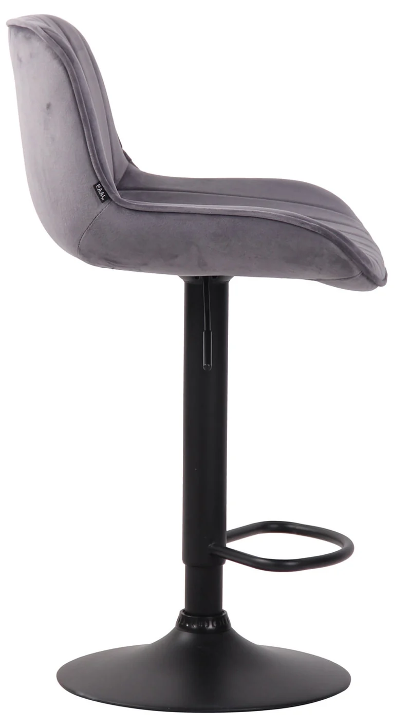 Lot de 2 tabourets de bar moderne confortable réglable en velours gris foncé pied trompette métal noir TDB10400