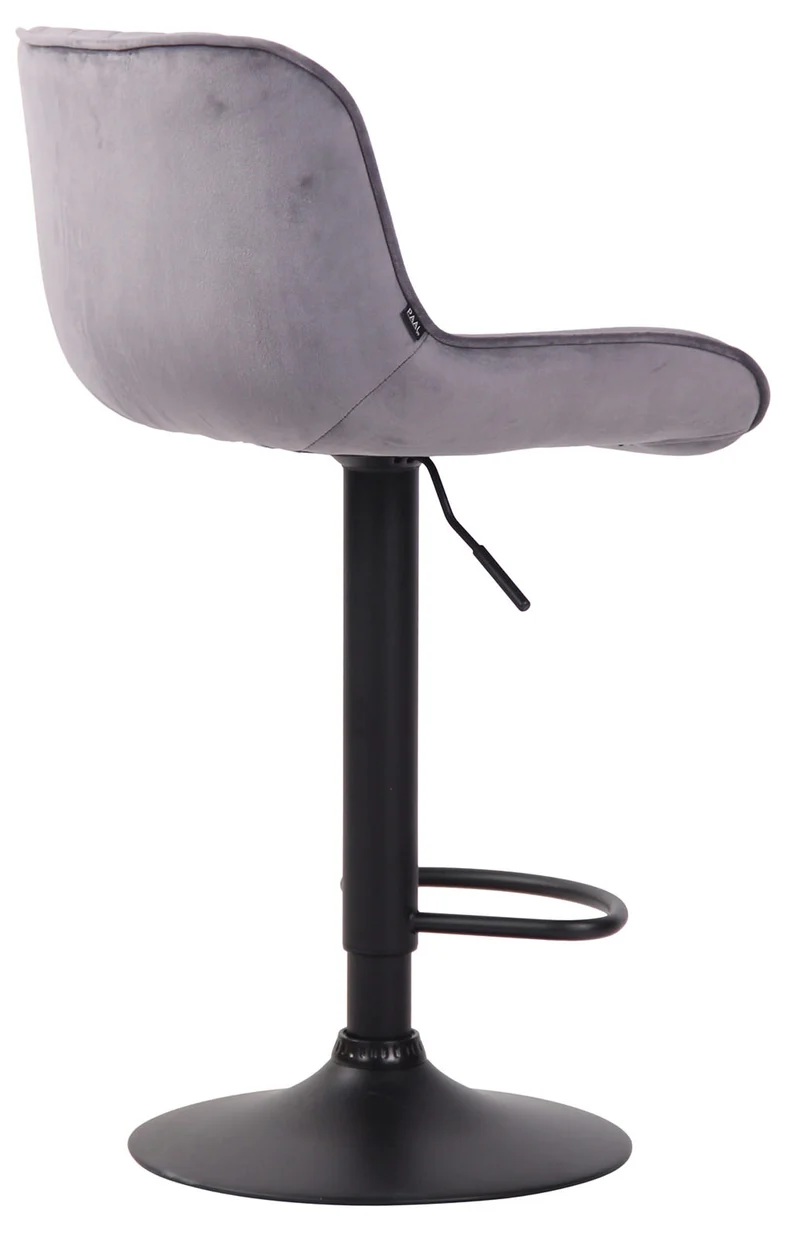Lot de 2 tabourets de bar moderne confortable réglable en velours gris foncé pied trompette métal noir TDB10400