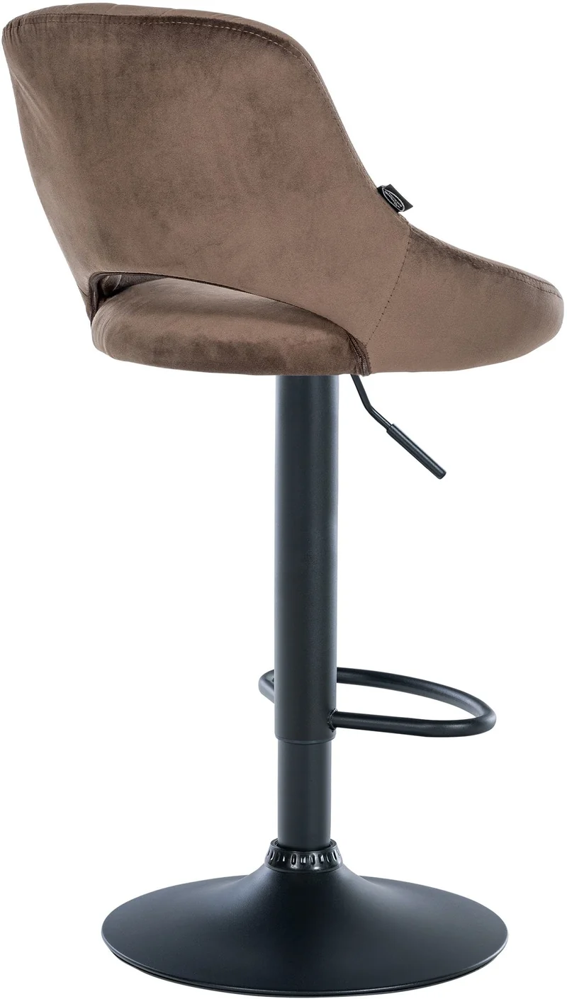 Lot de 2 tabourets de bar réglables en velours marron dossier ajouré et pied métal noir 10_0005583