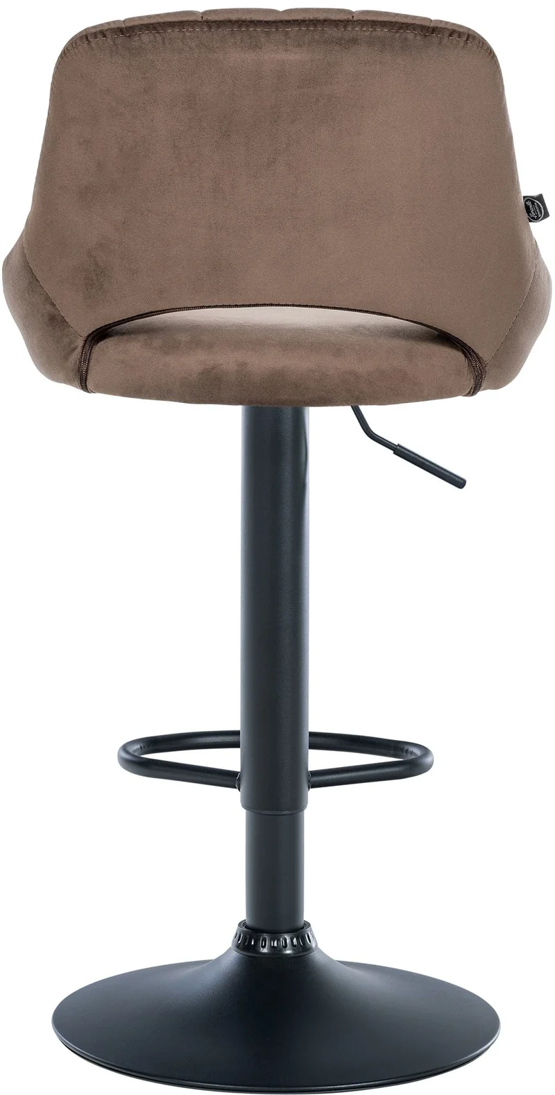 Lot de 2 tabourets de bar réglables en velours marron dossier ajouré et pied métal noir 10_0005583