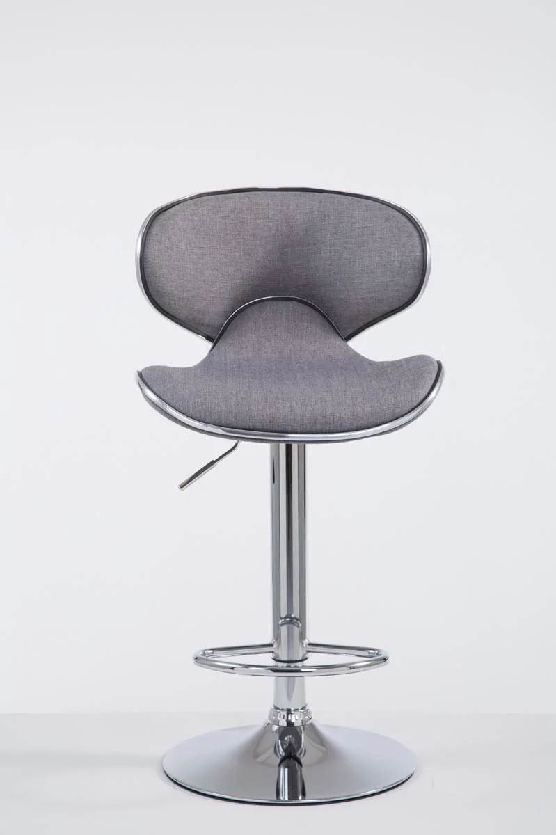 Tabouret de bar x1 pivotant design moderne en tissu gris support en métal chromé 10_0005079