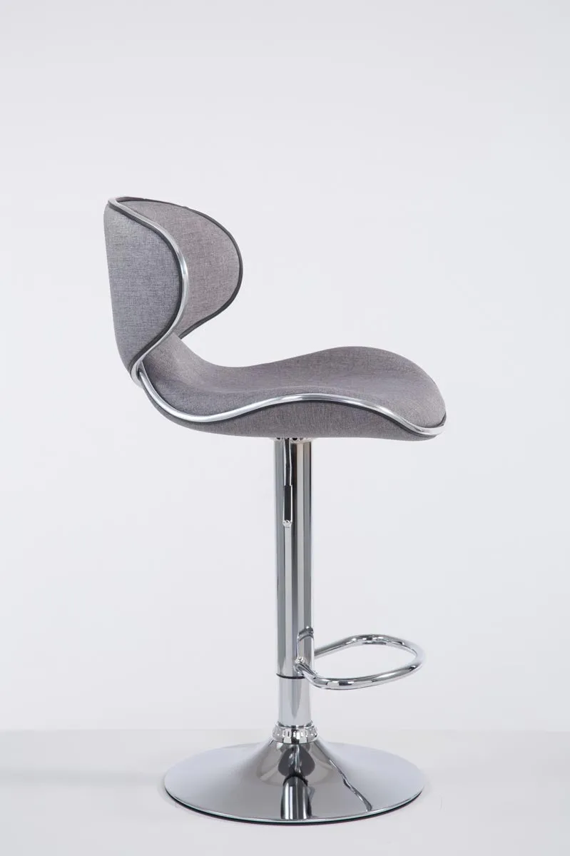 Tabouret de bar x1 pivotant design moderne en tissu gris support en métal chromé 10_0005079