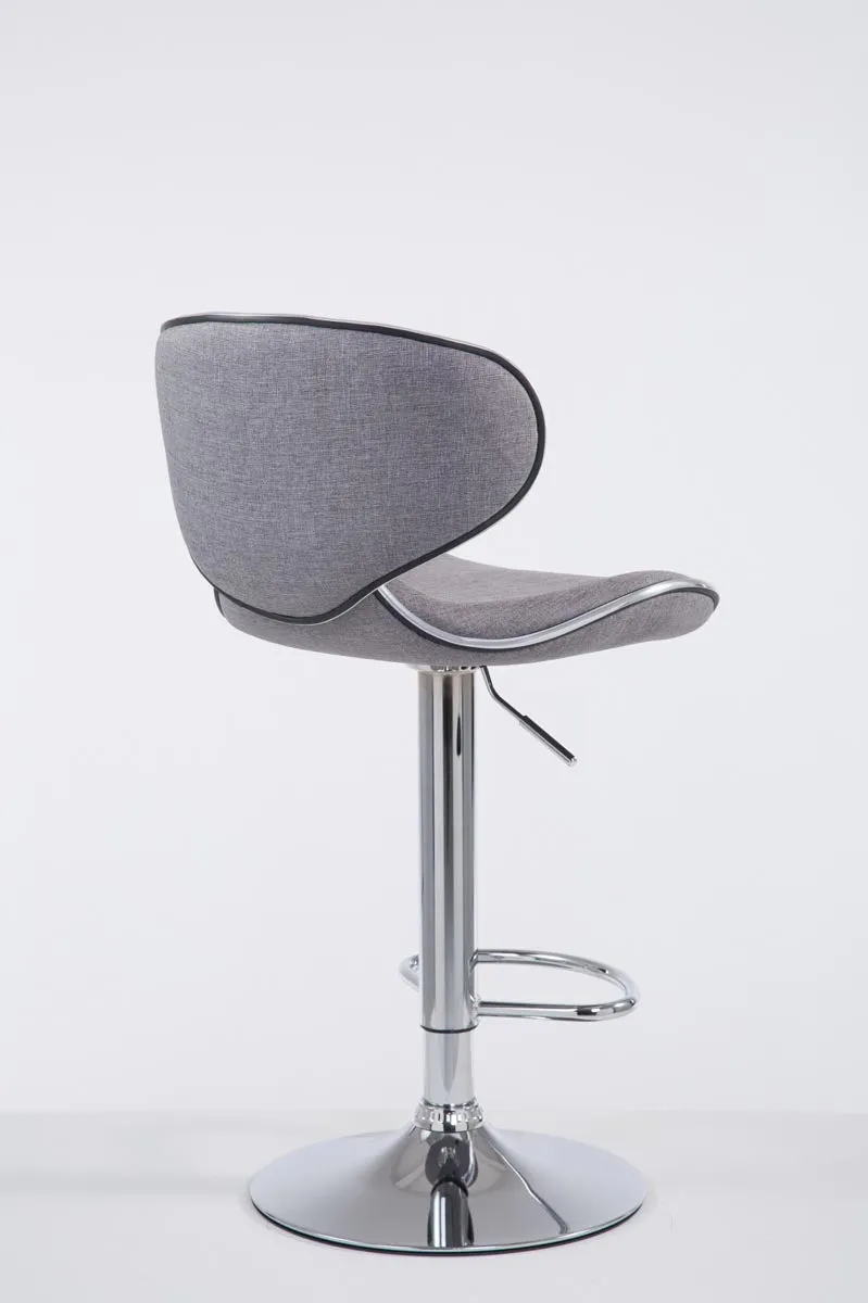 Tabouret de bar x1 pivotant design moderne en tissu gris support en métal chromé 10_0005079