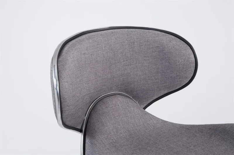 Tabouret de bar x1 pivotant design moderne en tissu gris support en métal chromé 10_0005079