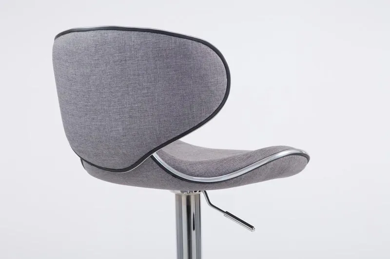 Tabouret de bar x1 pivotant design moderne en tissu gris support en métal chromé 10_0005079