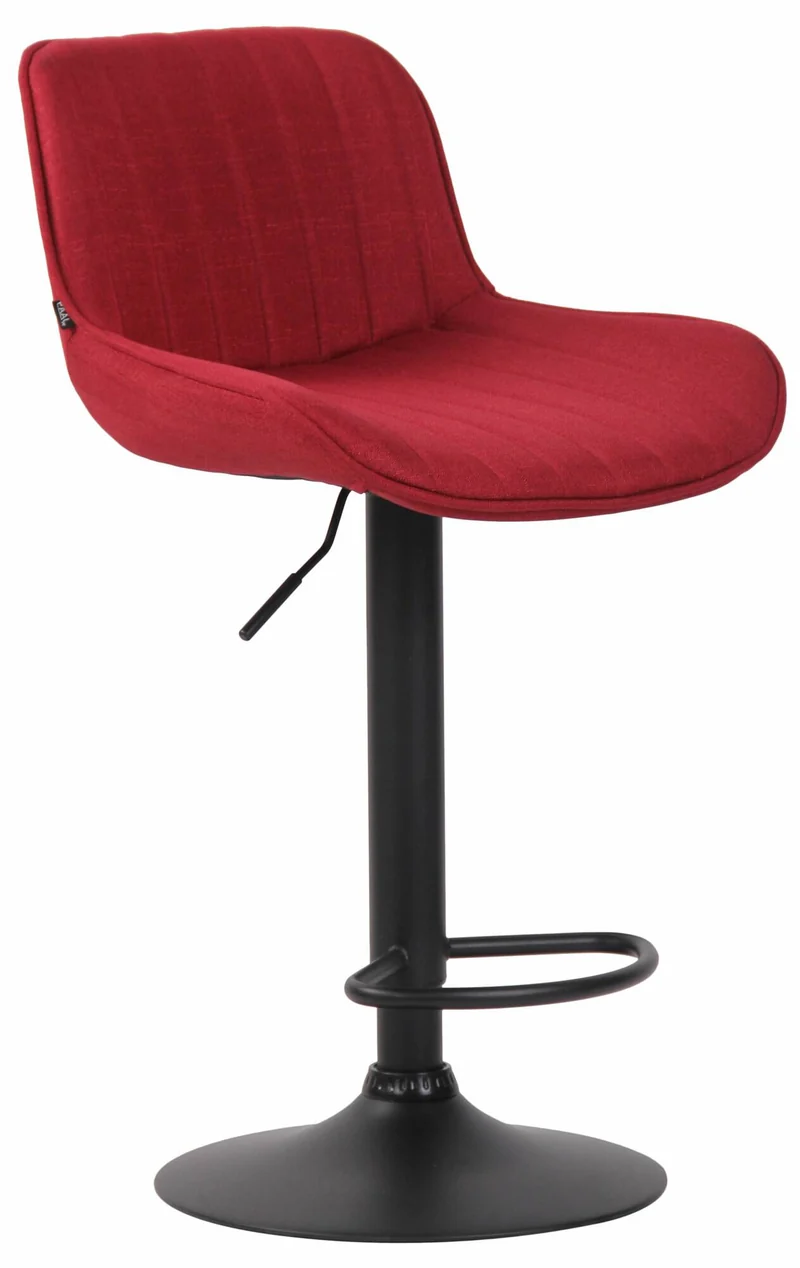 Lot de 2 tabourets de bar chaises hautes en tissu rouge coutures verticales support en métal noir 10_0004290