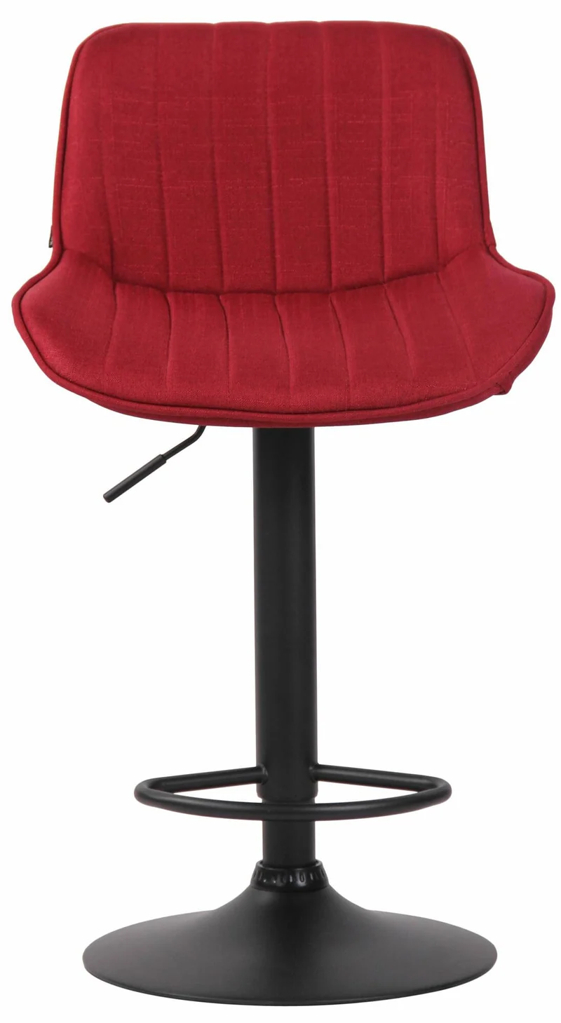 Lot de 2 tabourets de bar chaises hautes en tissu rouge coutures verticales support en métal noir 10_0004290