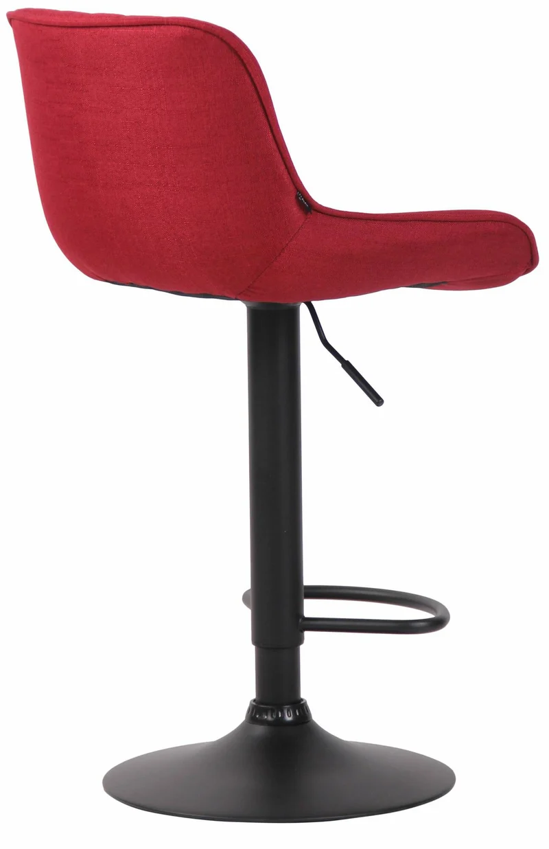 Lot de 2 tabourets de bar chaises hautes en tissu rouge coutures verticales support en métal noir 10_0004290