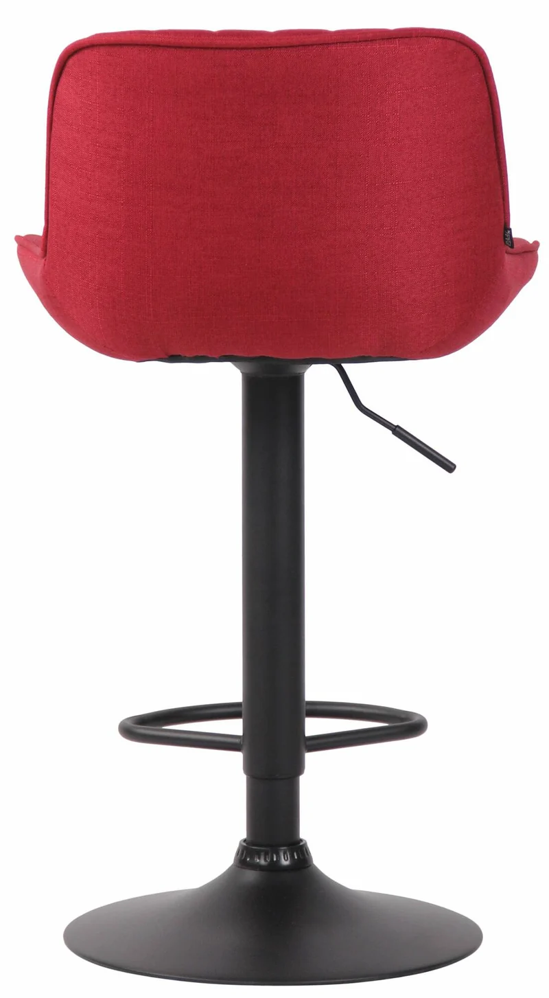 Lot de 2 tabourets de bar chaises hautes en tissu rouge coutures verticales support en métal noir 10_0004290