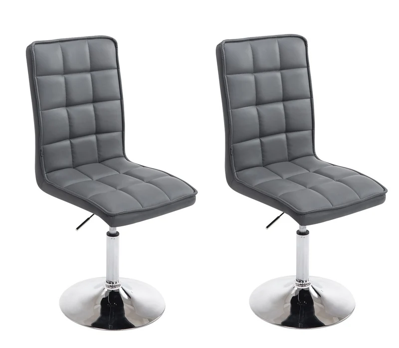 Lot de 2 chaises de salle à manger hauteur réglable en synthétique gris CDS10057