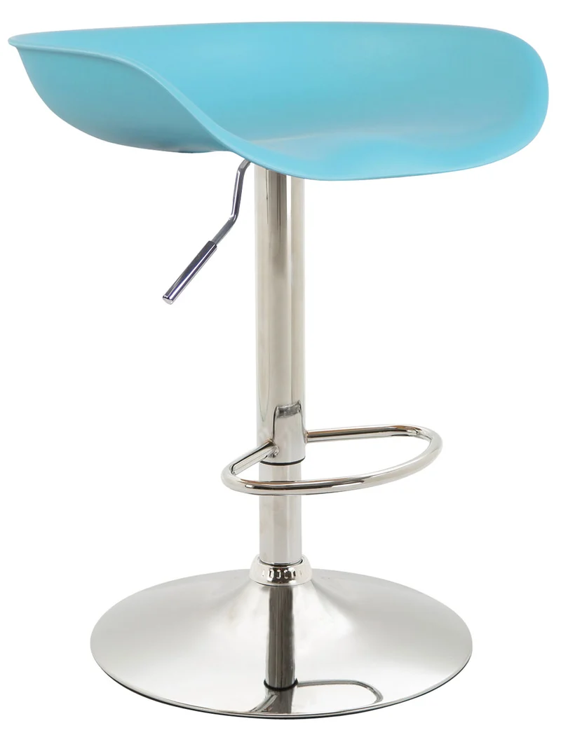 Lot de 2 tabourets de bar assise réglable en hauteur et pivotant en plastique bleu pieds tulipe en métal chromé avec repose-pieds TDB10269