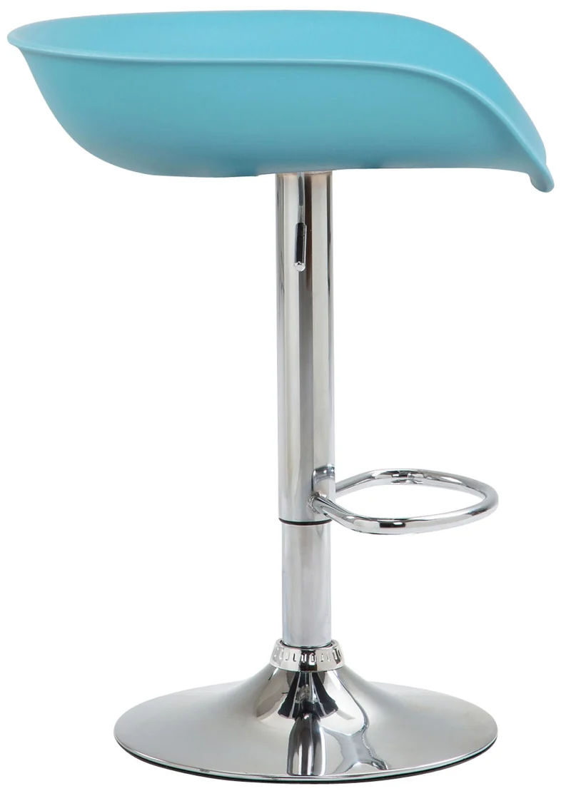 Lot de 2 tabourets de bar assise réglable en hauteur et pivotant en plastique bleu pieds tulipe en métal chromé avec repose-pieds TDB10269