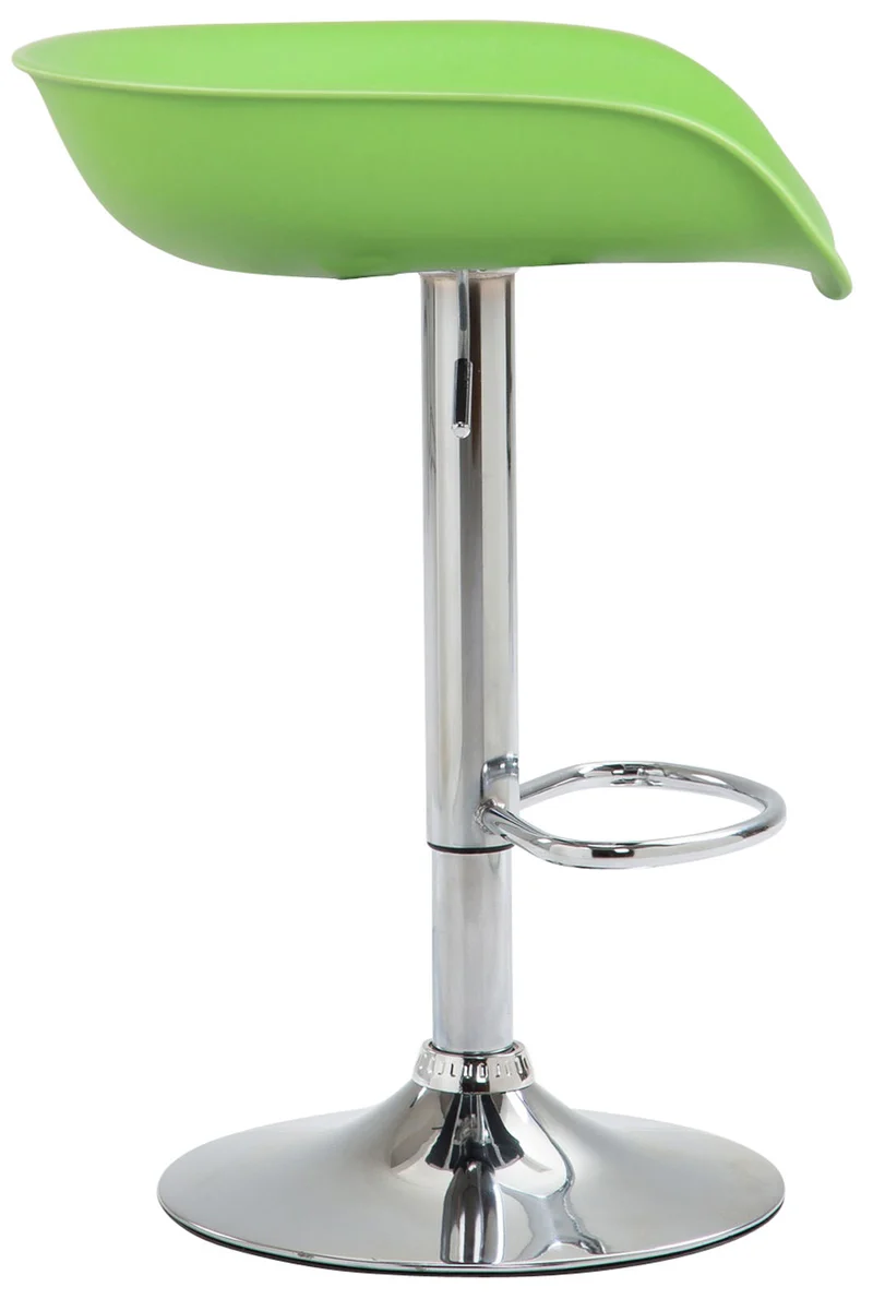 Lot de 2 tabourets de bar assise réglable en hauteur et pivotant en plastique vert pieds tulipe en métal chromé avec repose-pieds TDB10272