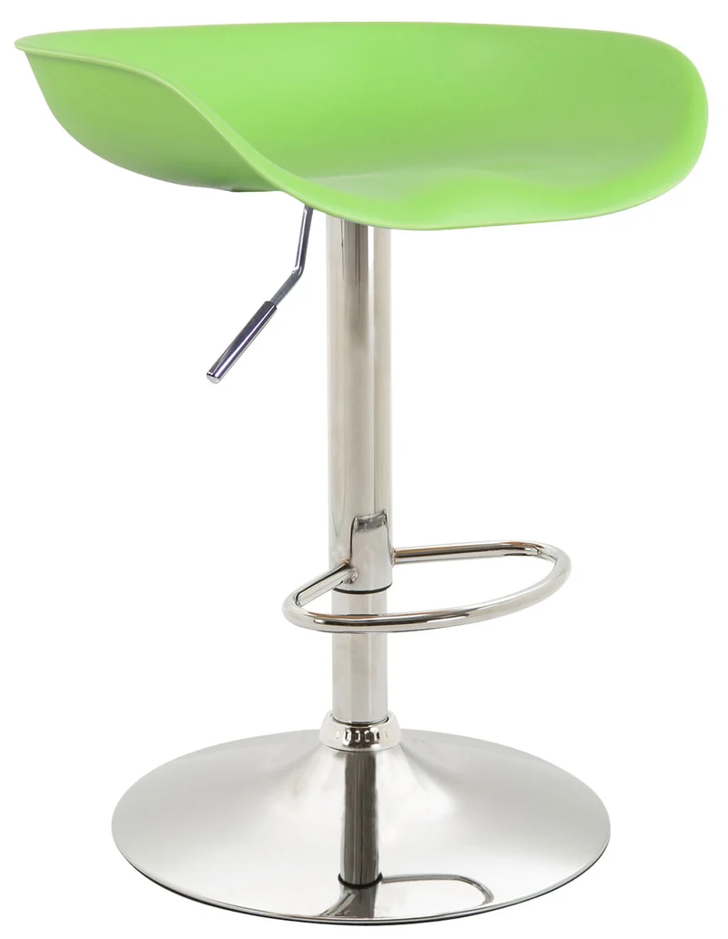 Lot de 2 tabourets de bar assise réglable en hauteur et pivotant en plastique vert pieds tulipe en métal chromé avec repose-pieds TDB10272