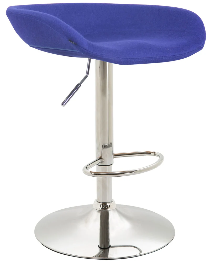 Lot de 2 tabourets de bar assise réglable en hauteur et pivotant en feutrine bleu pieds tulipe en métal chromé avec repose-pieds TDB10261