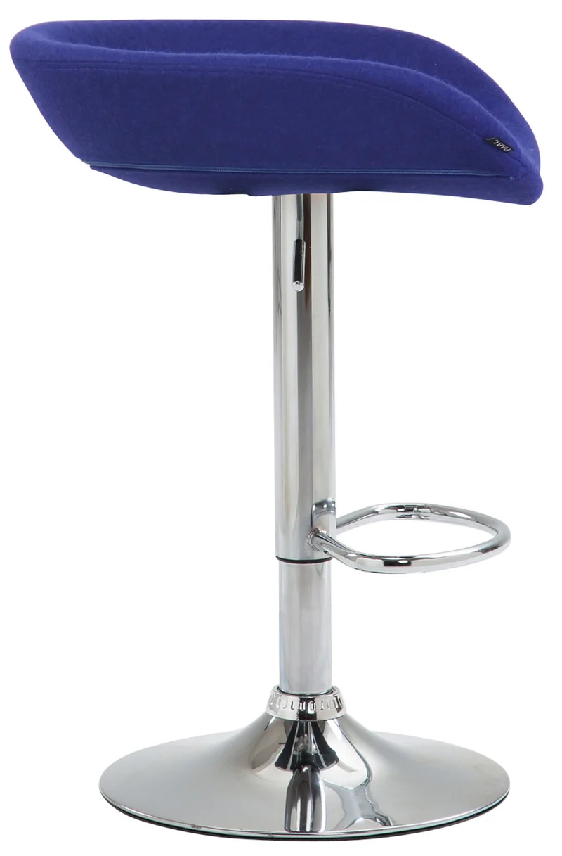 Lot de 2 tabourets de bar assise réglable en hauteur et pivotant en feutrine bleu pieds tulipe en métal chromé avec repose-pieds TDB10261