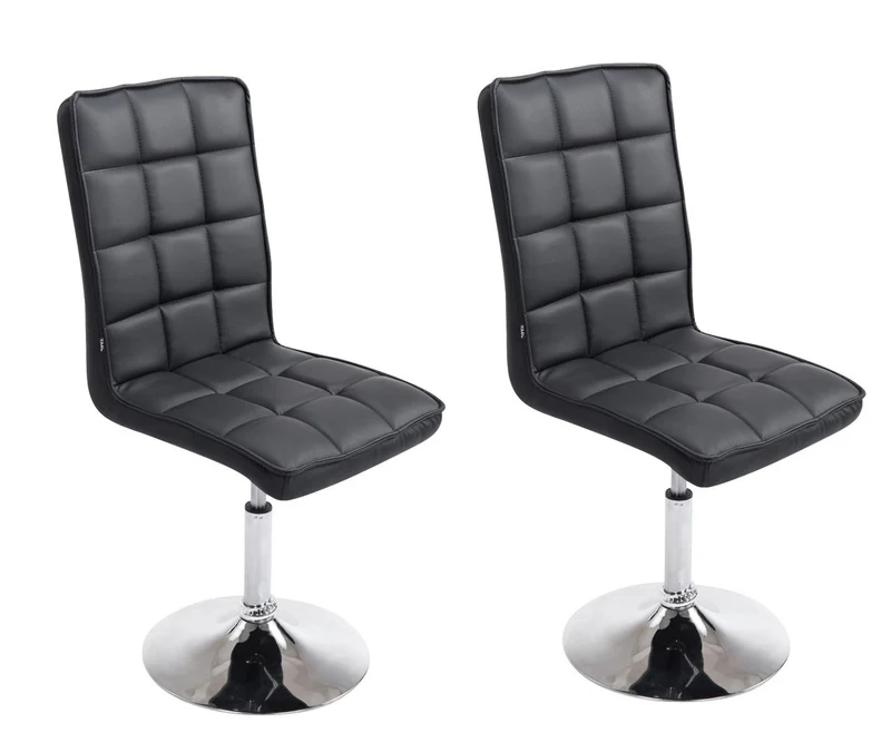 Lot de 2 chaises de salle à manger hauteur réglable en synthétique noir CDS10060