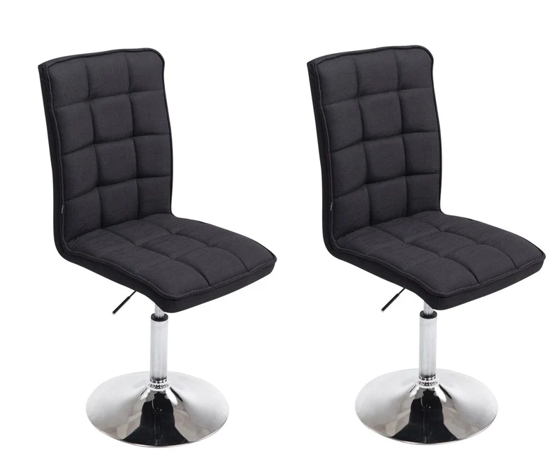 Lot de 2 chaises de salle à manger hauteur réglable en tissu noir CDS10052