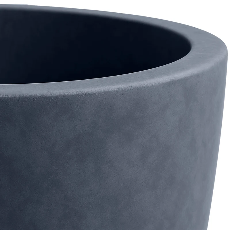 Lot de 3 pots de fleurs en argile fibreuse anthracite avec trous de drainage résistants aux intempéries 10_0007964