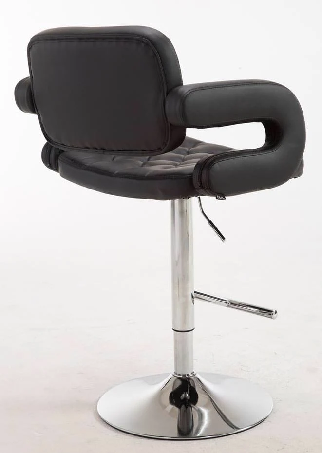 Lot de 2 tabourets de bar capitonné en synthétique noir accoudoirs repose-pieds design moderne TDB10497