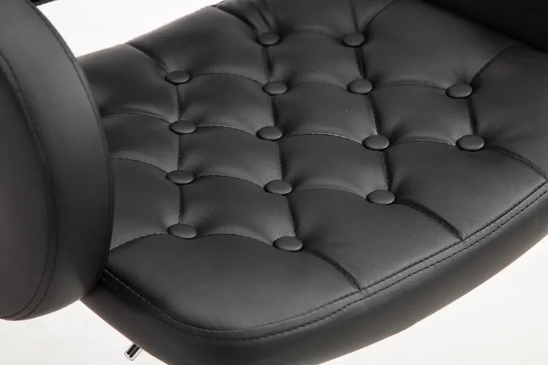 Lot de 2 tabourets de bar capitonné en synthétique noir accoudoirs repose-pieds design moderne TDB10497