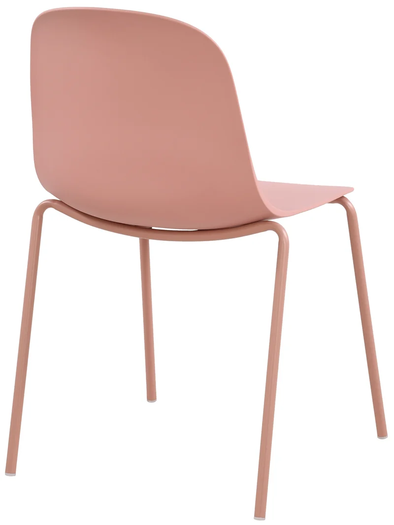 Chaise de jardin empilable en plastique rose et cadre robuste à quatre pieds en acier 10_0007408