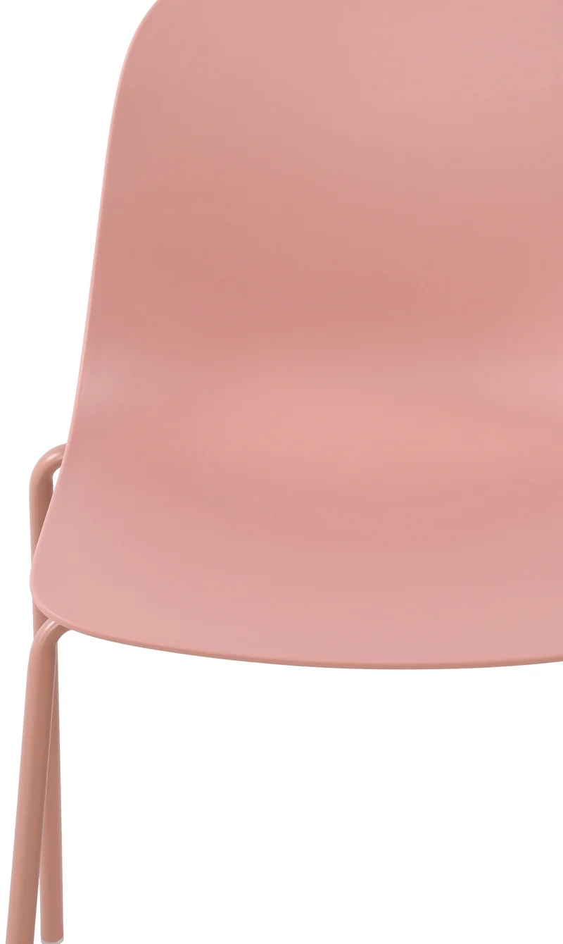 Chaise de jardin empilable en plastique rose et cadre robuste à quatre pieds en acier 10_0007408
