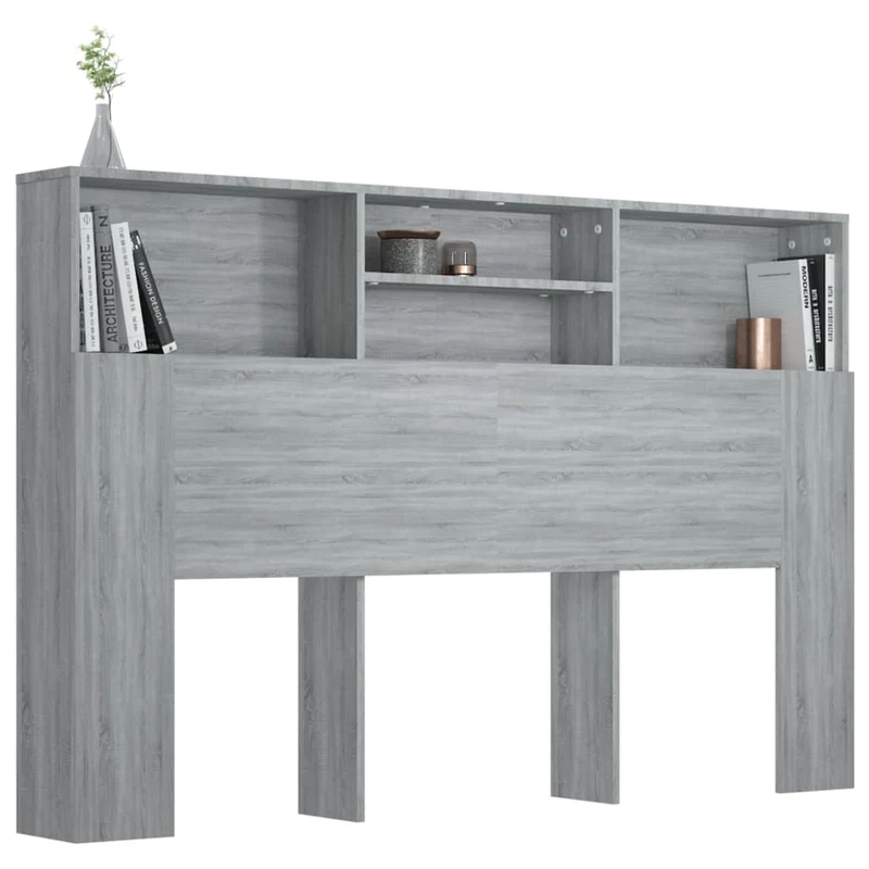 Tête de lit avec rangement accessoire de lit table de chevet étagère 160 x 19 x 103,5 cm MDF gris TDL0200007