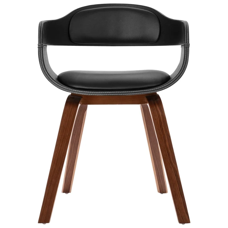 Chaise de salle à manger avec accoudoirs bois courbé et synthétique noir CDS020019