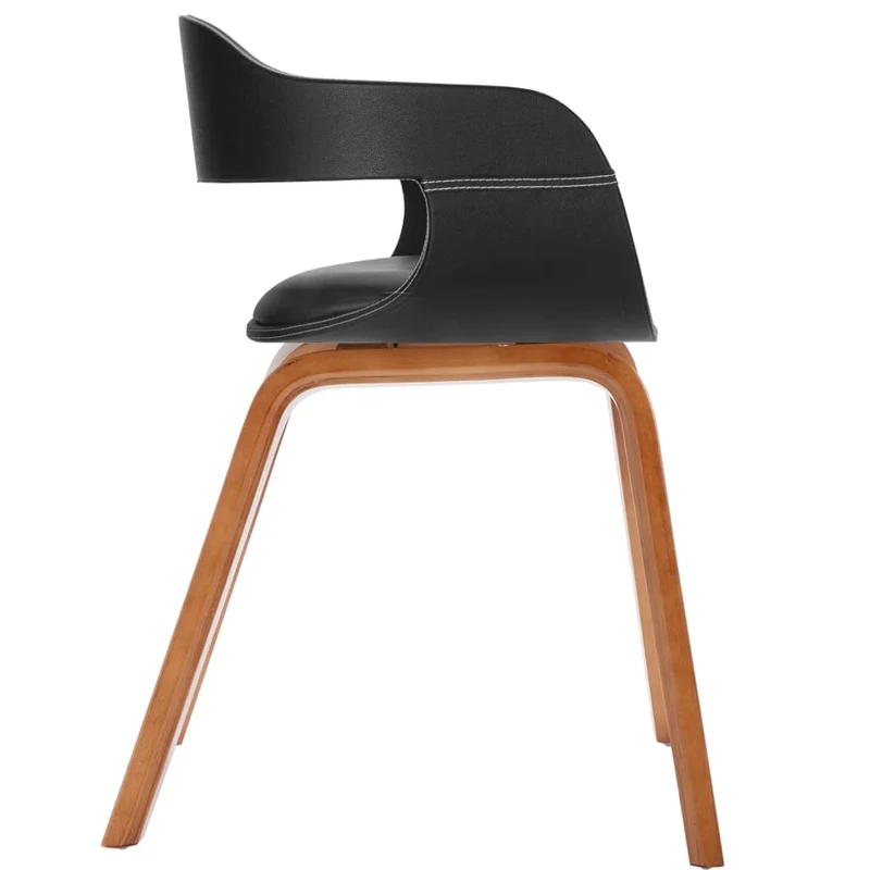 Chaise de salle à manger avec accoudoirs bois courbé et synthétique noir CDS020019