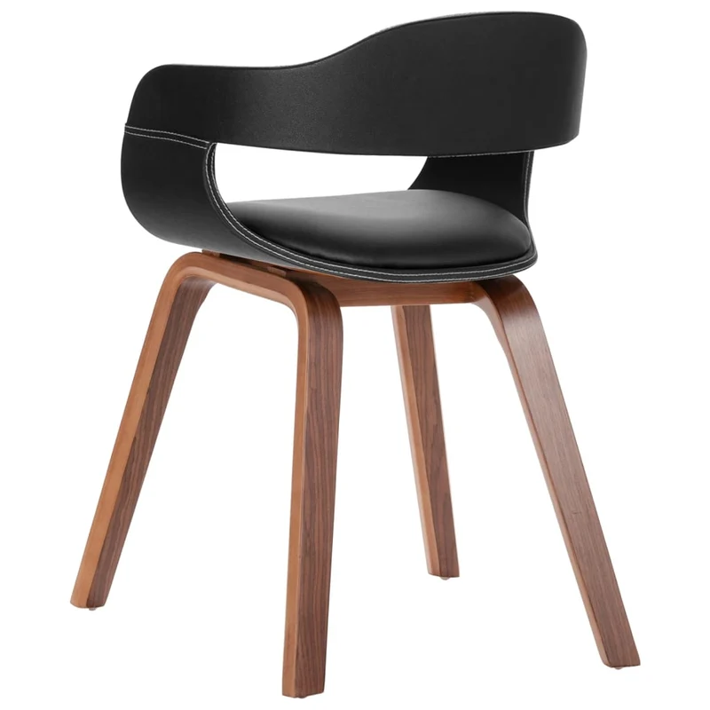 Chaise de salle à manger avec accoudoirs bois courbé et synthétique noir CDS020019
