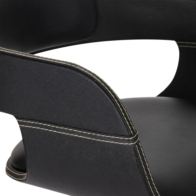 Chaise de salle à manger avec accoudoirs bois courbé et synthétique noir CDS020019