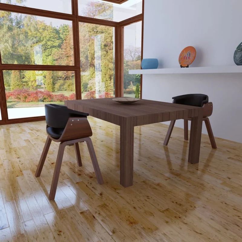 Lot de 2 chaises de salle à manger cuisine design moderne bois courbé et synthétique CDS020272
