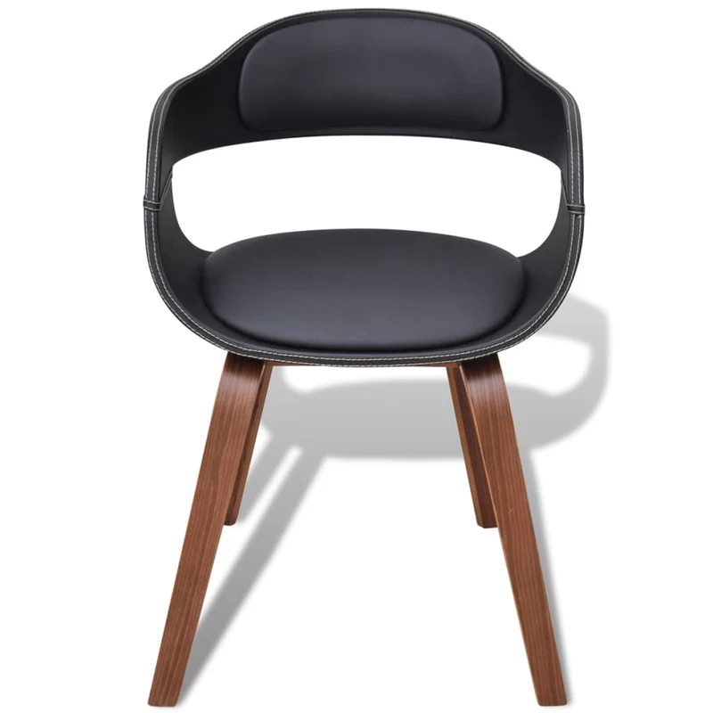 Lot de 2 chaises de salle à manger cuisine en bois courbé et synthétique noir CDS020793