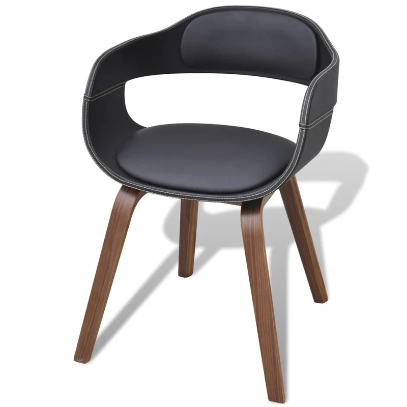 Lot de 2 chaises de salle à manger cuisine en bois courbé et synthétique noir CDS020793