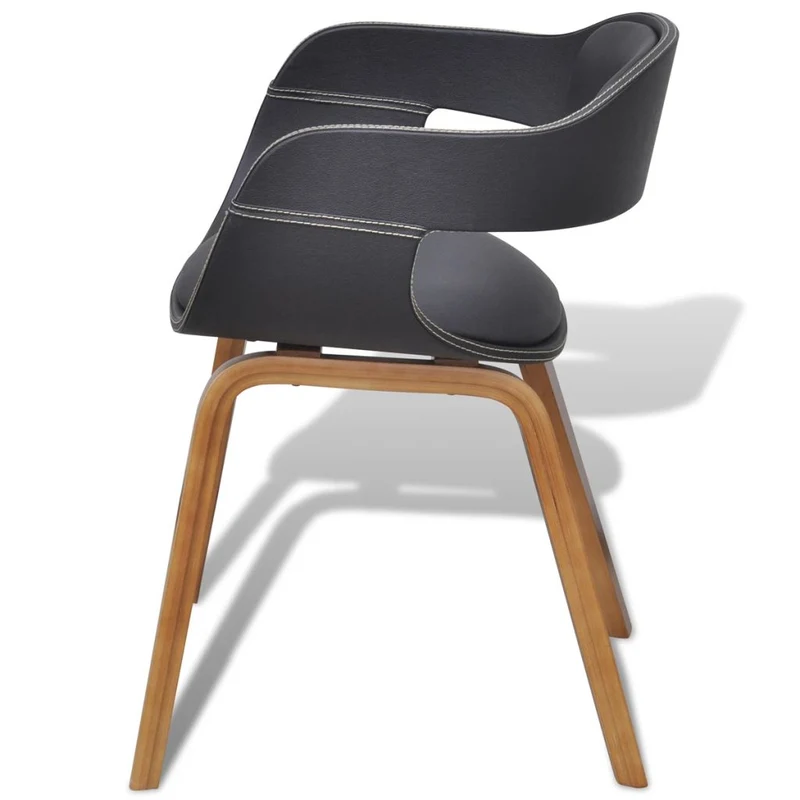 Lot de 2 chaises de salle à manger cuisine en bois courbé et synthétique noir CDS020793