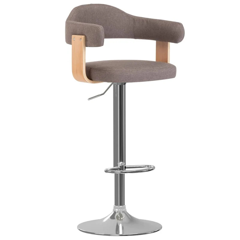 Lot de 2 tabourets de bar chaises hautes design rétro en bois courbé tissu taupe et fer DEC029874